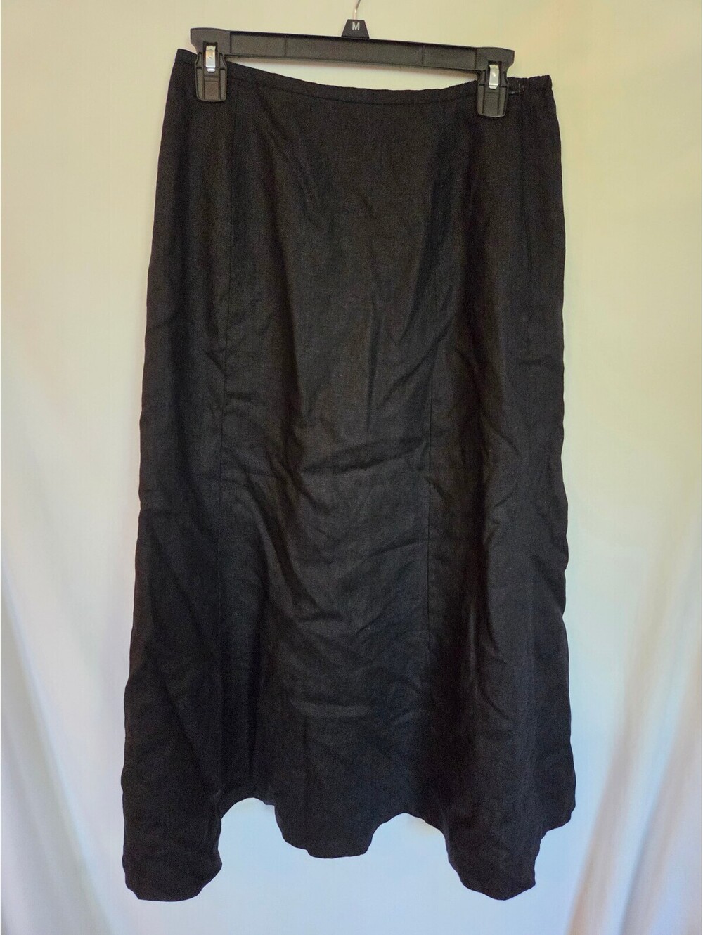 Laura Ashley Linen Maxi Skirt Womens 4 Black 100% Linen A Line Long Lined